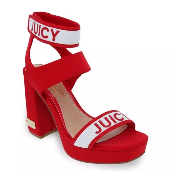 BRAND NEW JUICY COUTURE WOMEN'S GLISTEN PLATFORM STRETCH HEEL SANDALS G1 - Picture 1 of 16